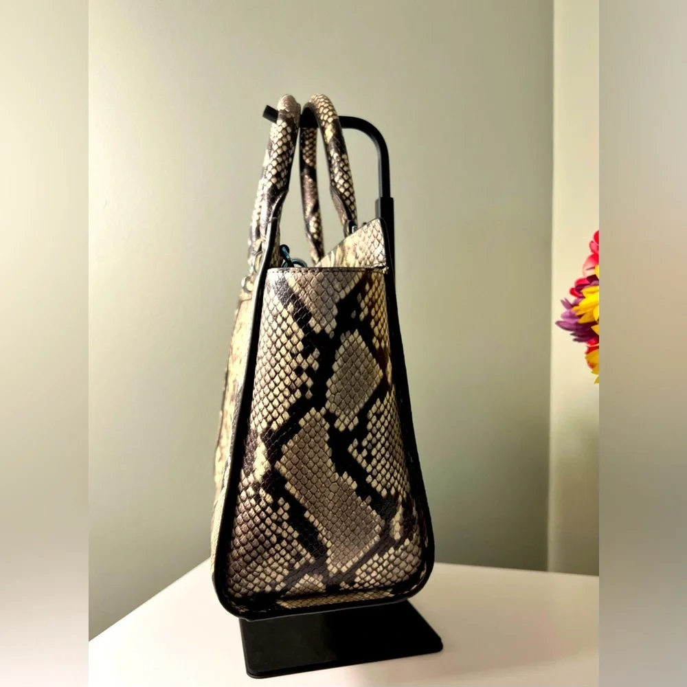NWT Michael Kors Tina Python Snake Embossed Leather Satchel